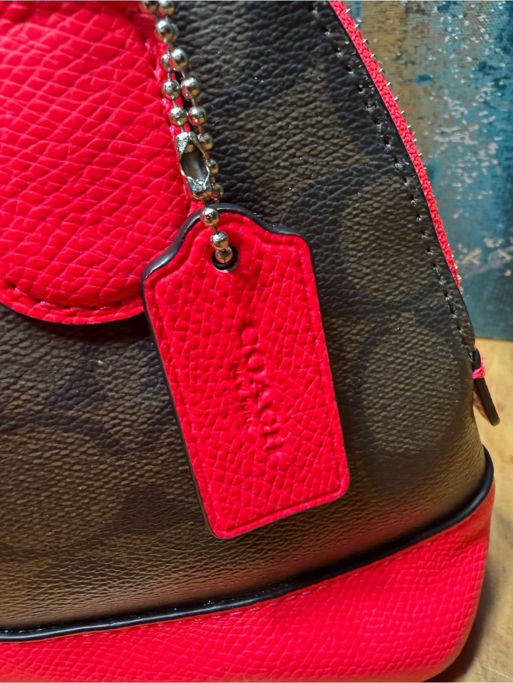 Coach Barbiecore 2014 Mini Cora Domed Satchel Brown Canvas Neon Pink